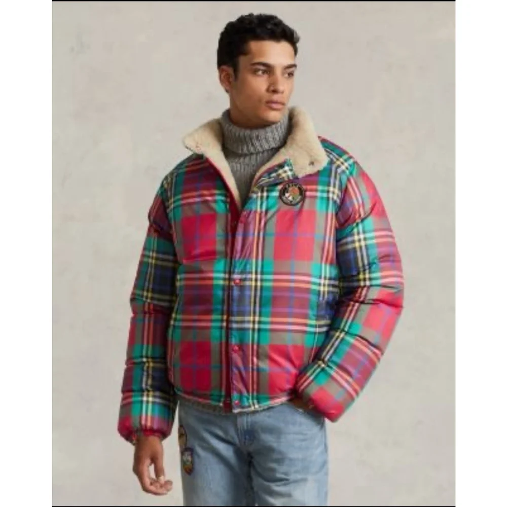 Polo Ralph Lauren Puffer Coat Reversible Sun Valley Jacket Mens M Multi Check